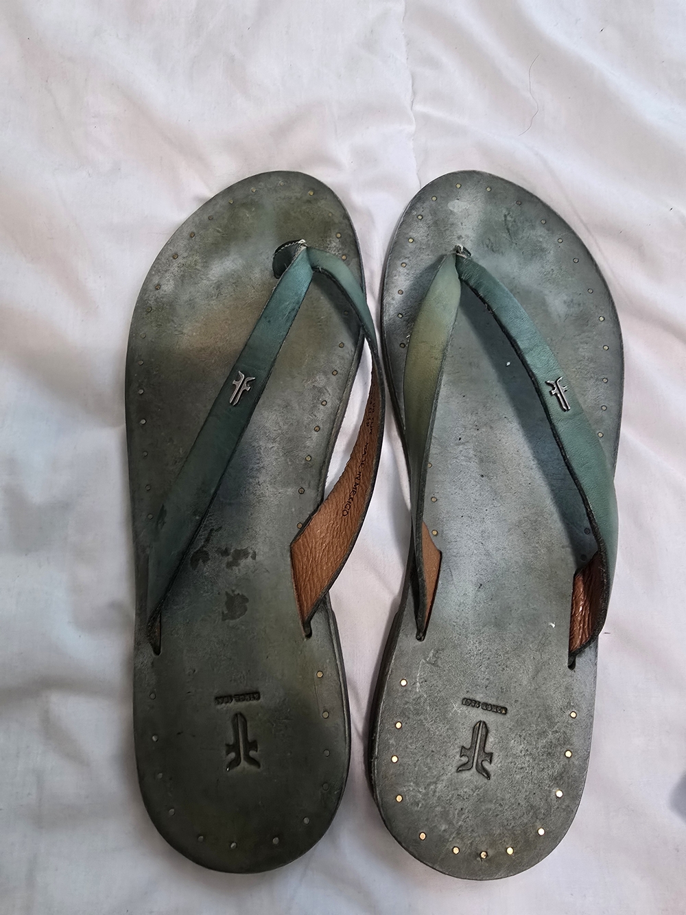 Frye Teal Leather Flip Flop Sandals